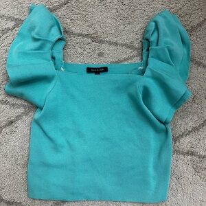 Sleek & Soft Turquoise Puff Sleeve Blouse